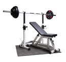 Træningssæt | Justerbar Træningsbænk M. Squat Rack & OL 2,2 m Vægtstangssæt 55 kg vægtskiver